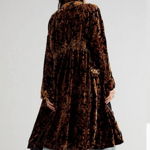 Free People Velvet Wild Nights Duster Jacket Floral Open Front Size/XS - Picture 3 of 8
